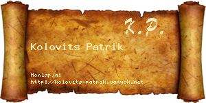 Kolovits Patrik névjegykártya